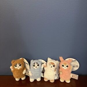Complete Set of Four 5” Mofusand Cat Plush in Bear Pajamas Toys